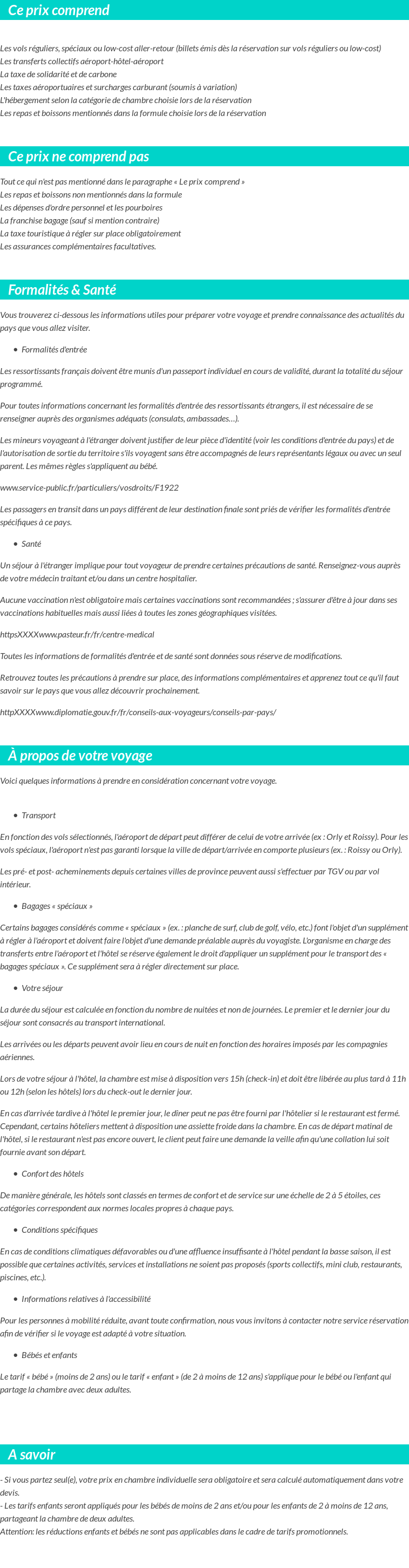 Conditions tarifaires