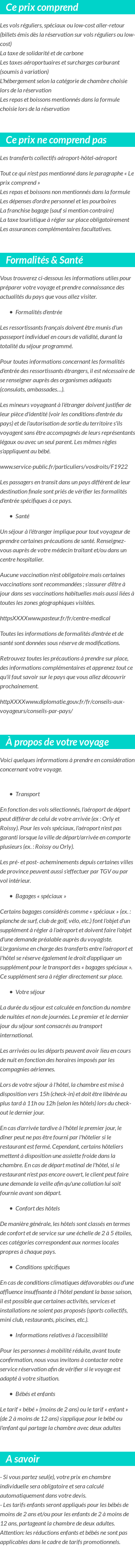 Conditions tarifaires
