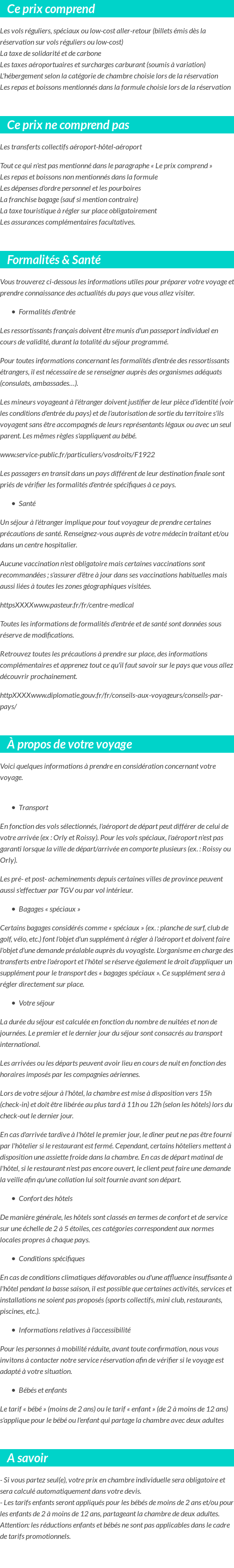 Conditions tarifaires
