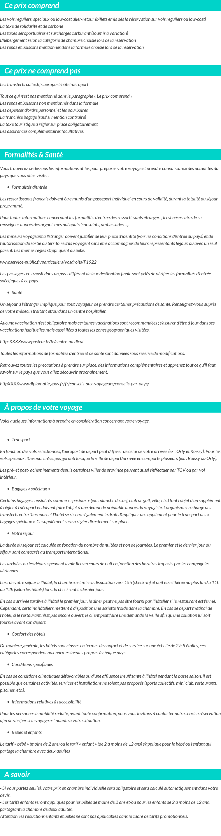 Conditions tarifaires