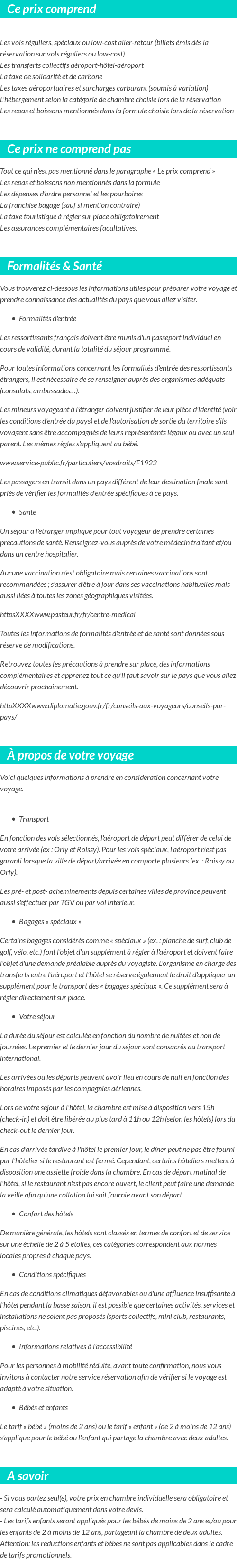 Conditions tarifaires