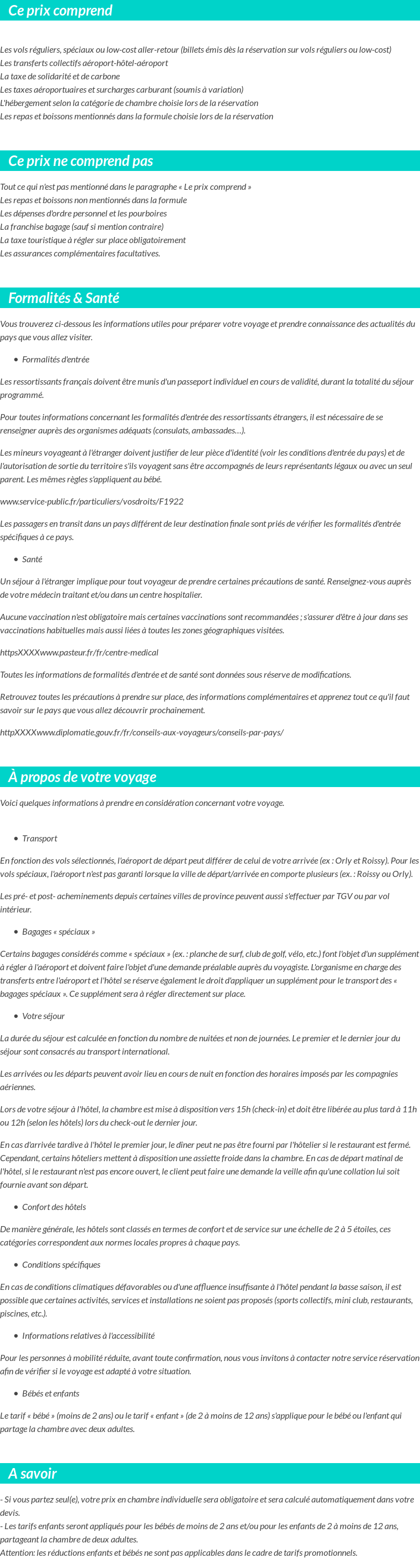 Conditions tarifaires