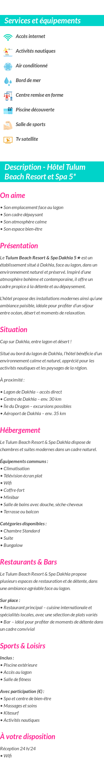 Détails du séjour
