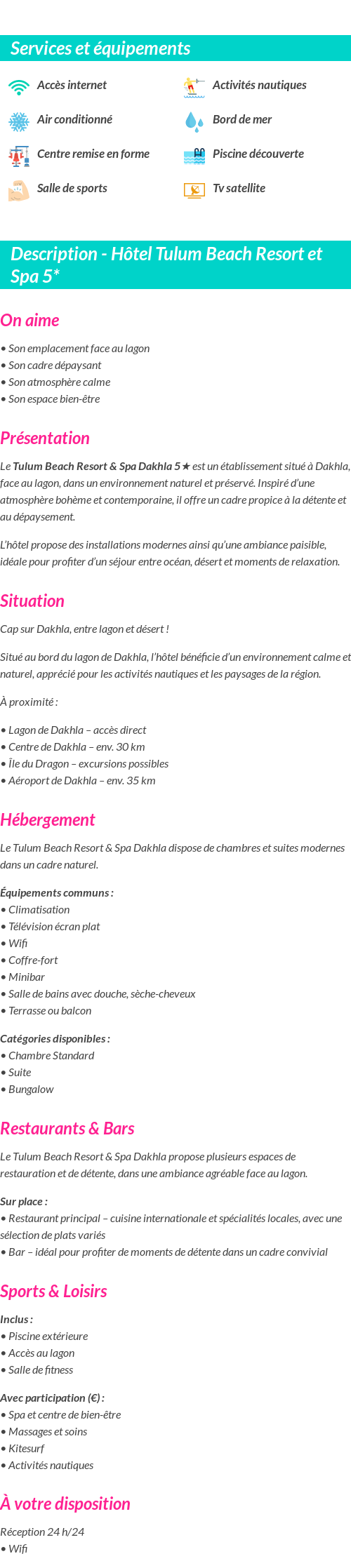 Détails du séjour