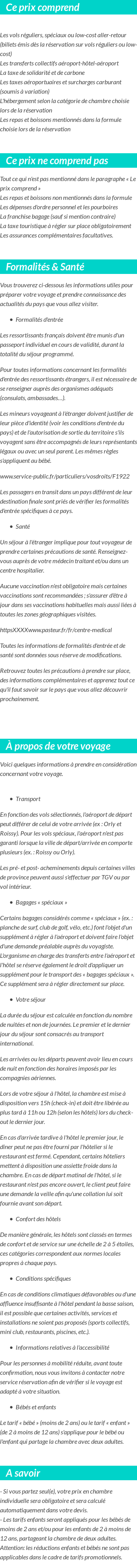Conditions tarifaires