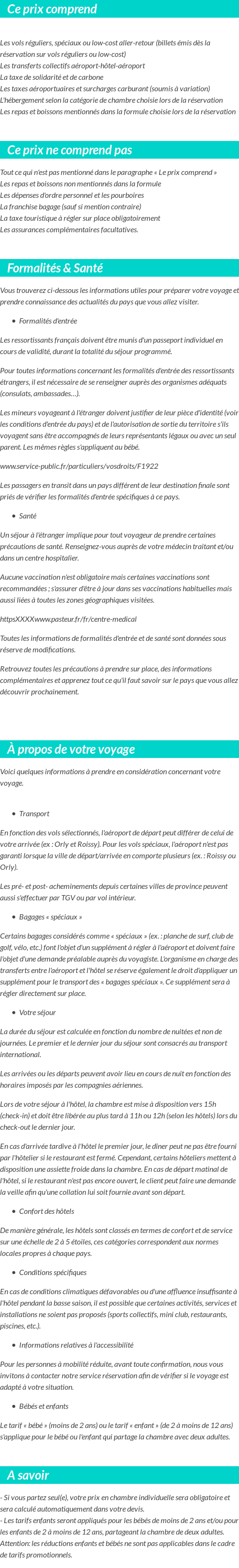 Conditions tarifaires