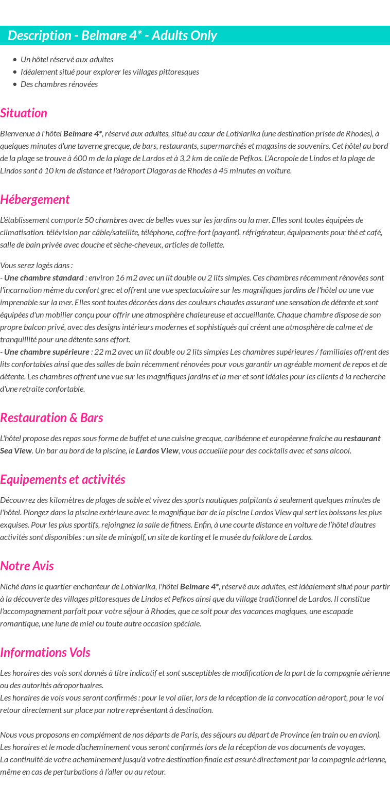 Détails du séjour