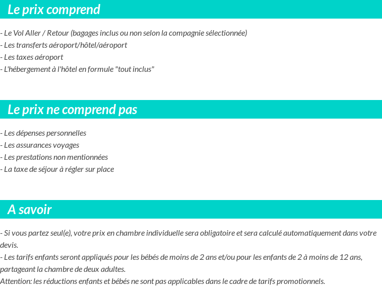 Conditions tarifaires