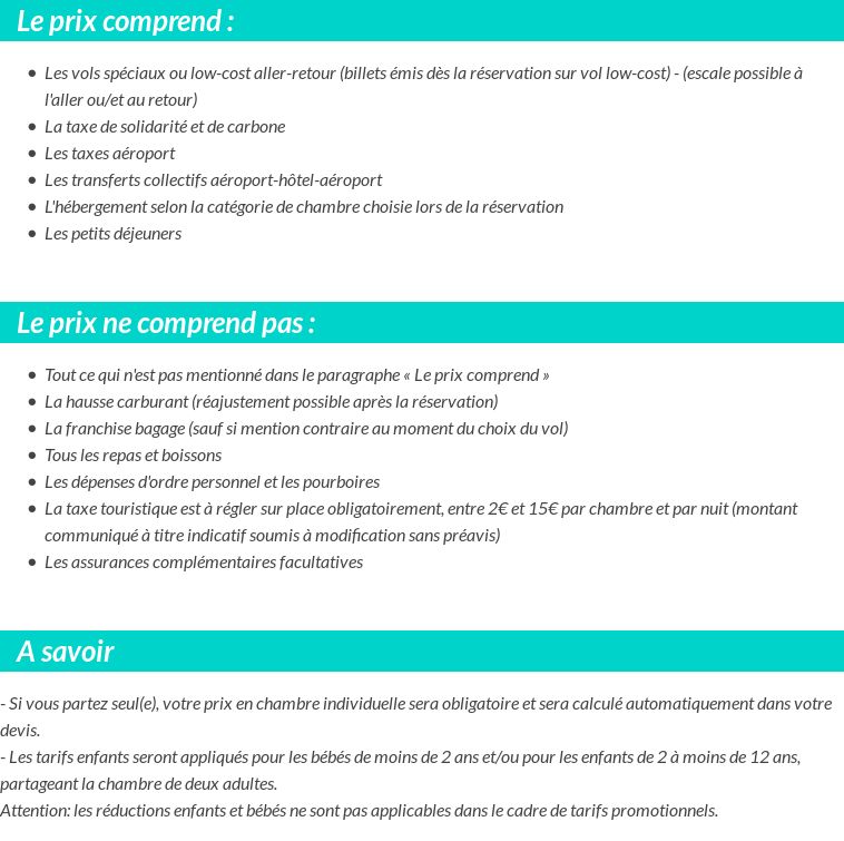 Conditions tarifaires