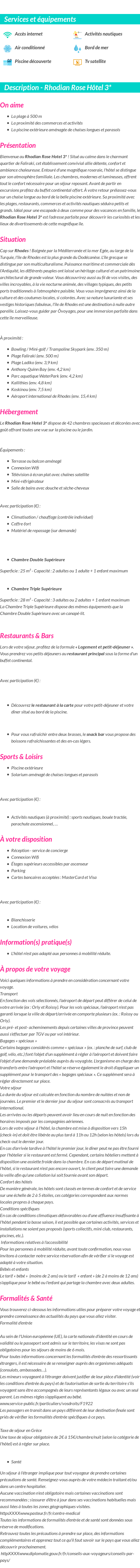 Détails du séjour
