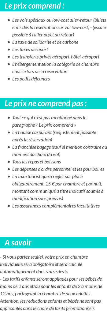 Conditions tarifaires