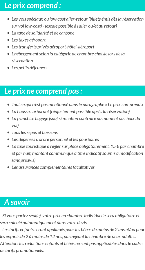 Conditions tarifaires