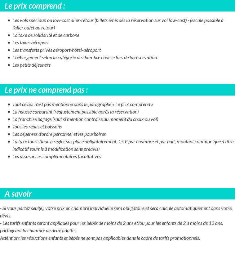 Conditions tarifaires