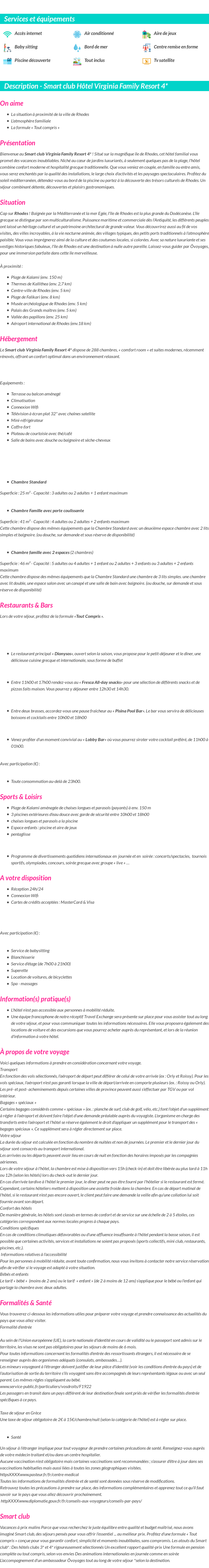 Détails du séjour