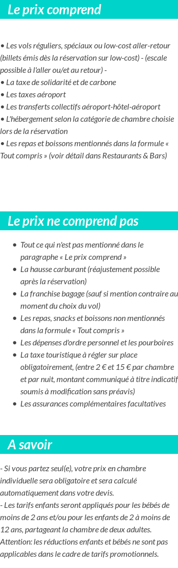 Conditions tarifaires