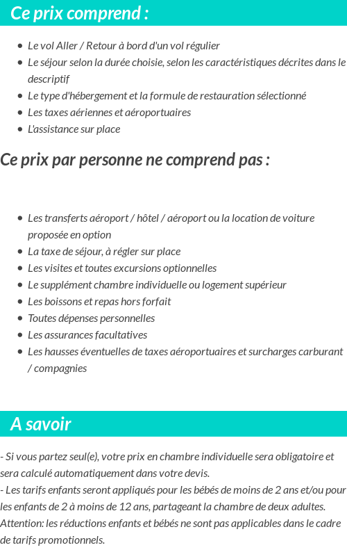 Conditions tarifaires
