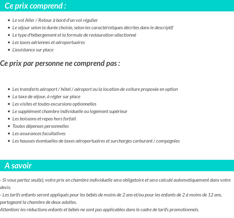 Conditions tarifaires