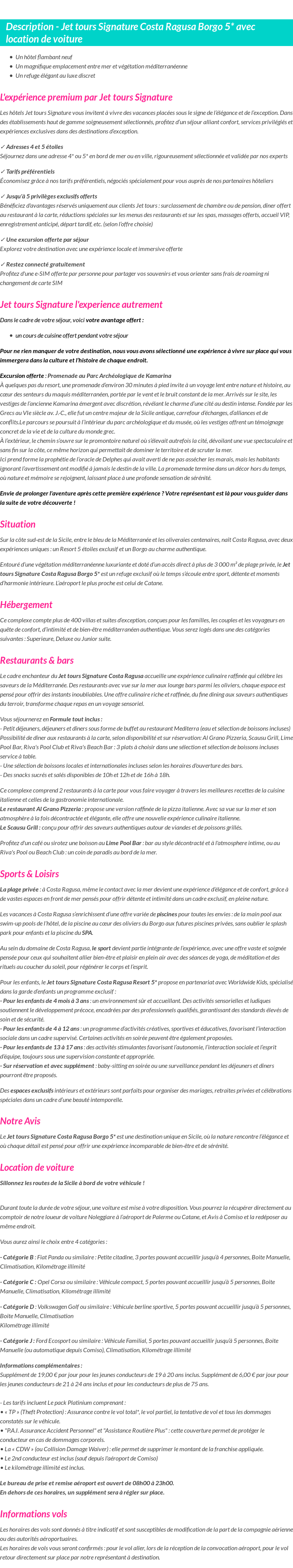 Détails du séjour