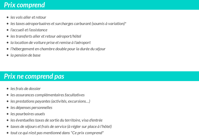 Conditions tarifaires