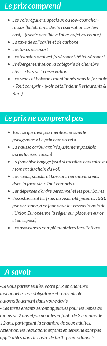 Conditions tarifaires