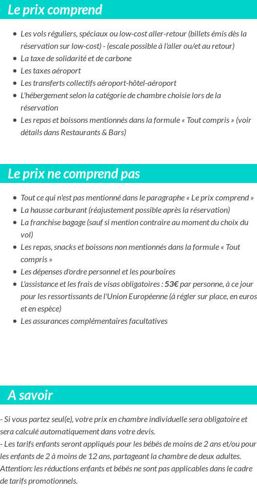 Conditions tarifaires
