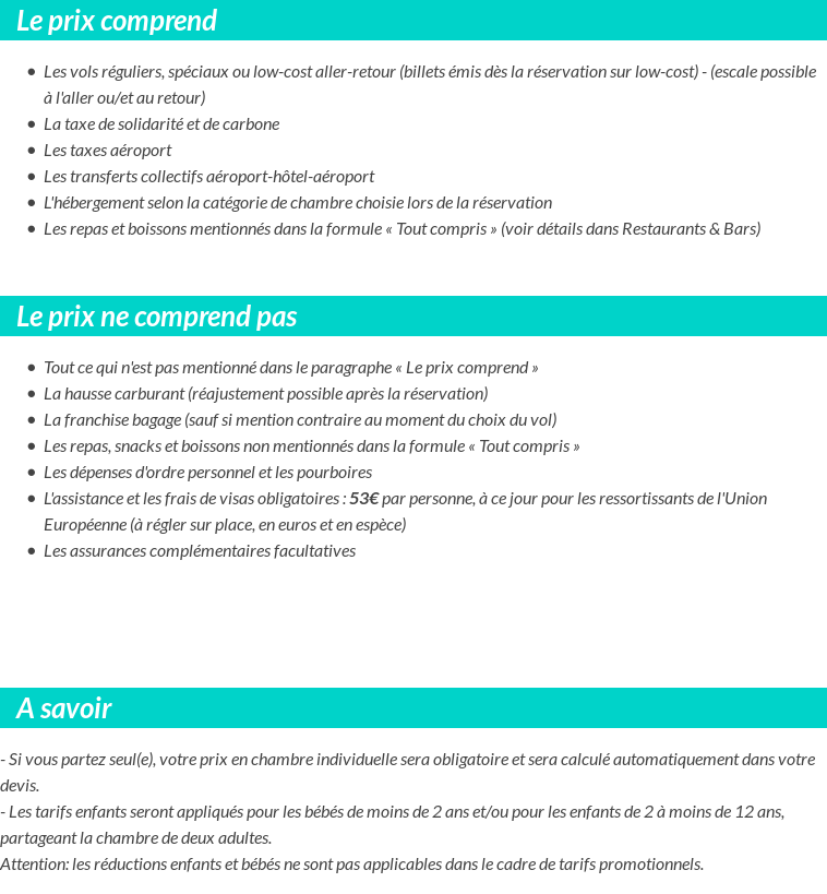 Conditions tarifaires