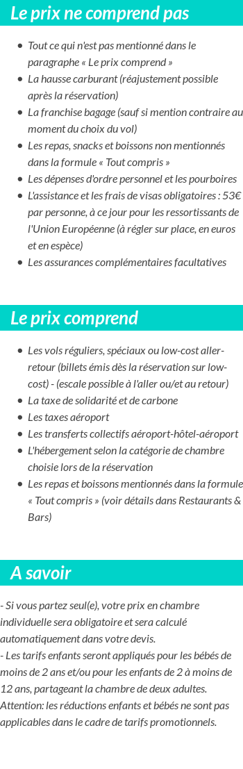 Conditions tarifaires
