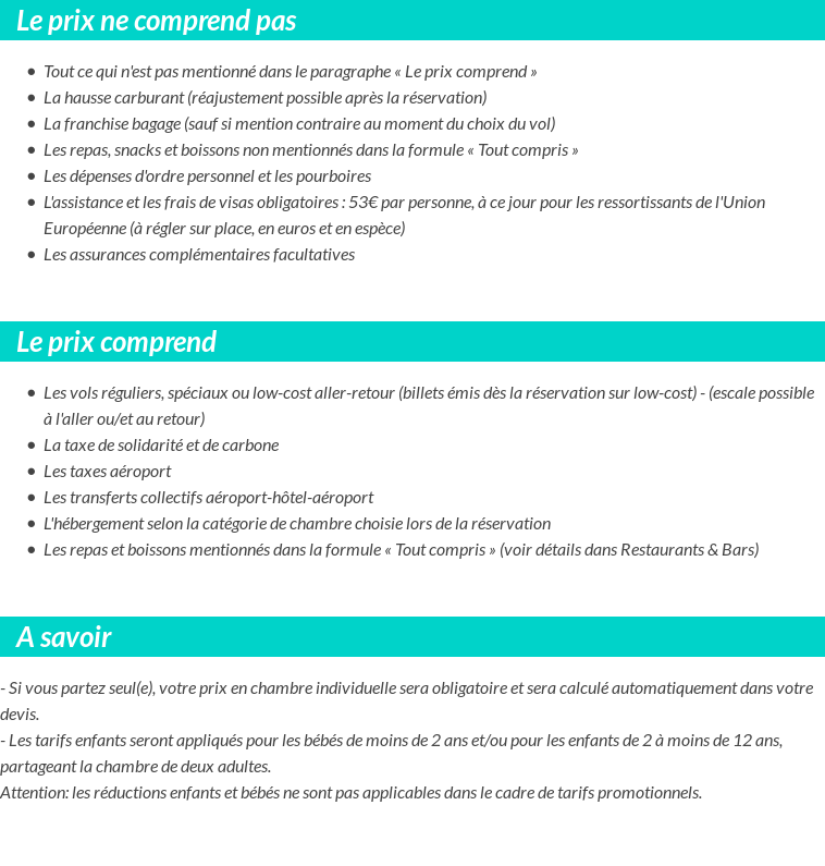 Conditions tarifaires