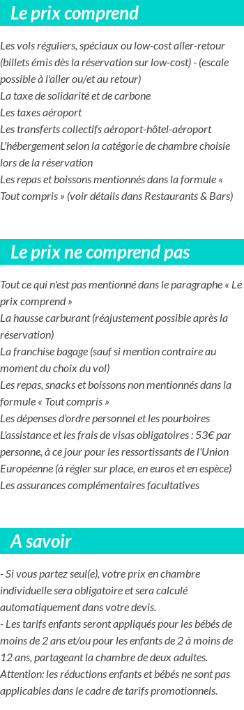Conditions tarifaires
