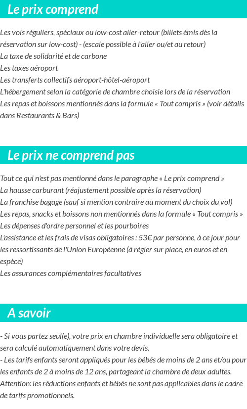 Conditions tarifaires