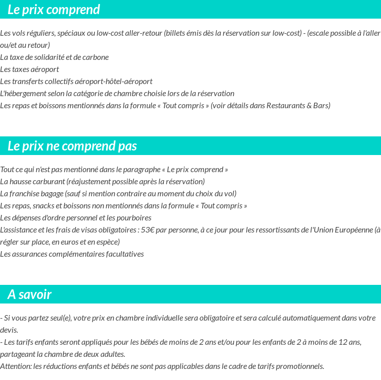 Conditions tarifaires