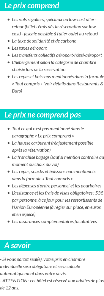 Conditions tarifaires