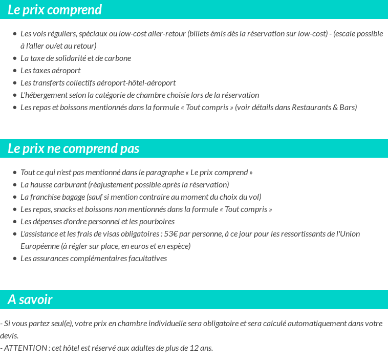 Conditions tarifaires
