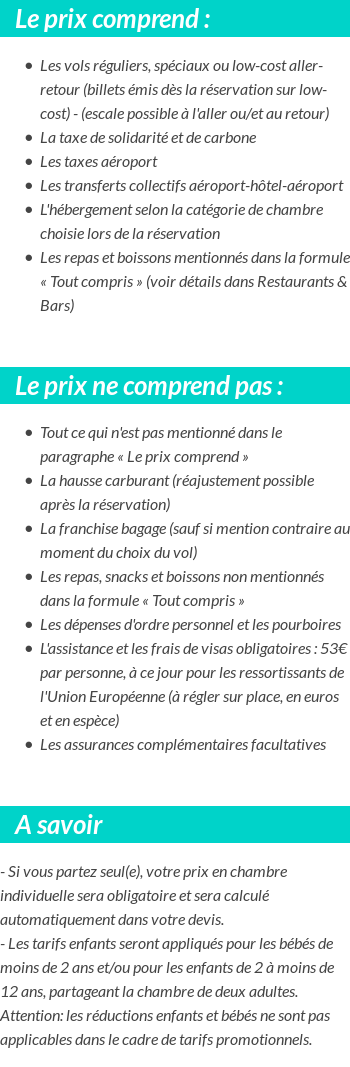 Conditions tarifaires