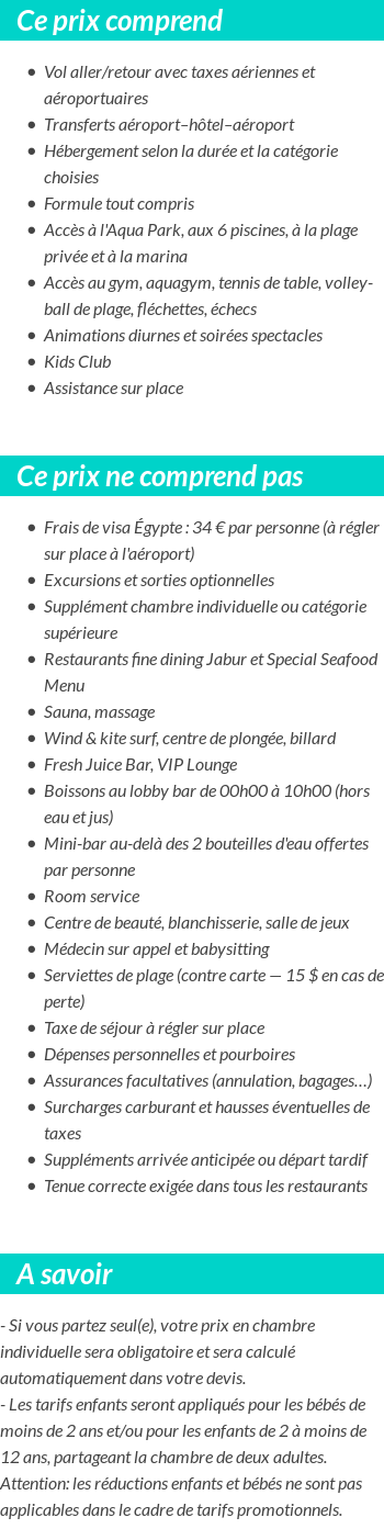Conditions tarifaires