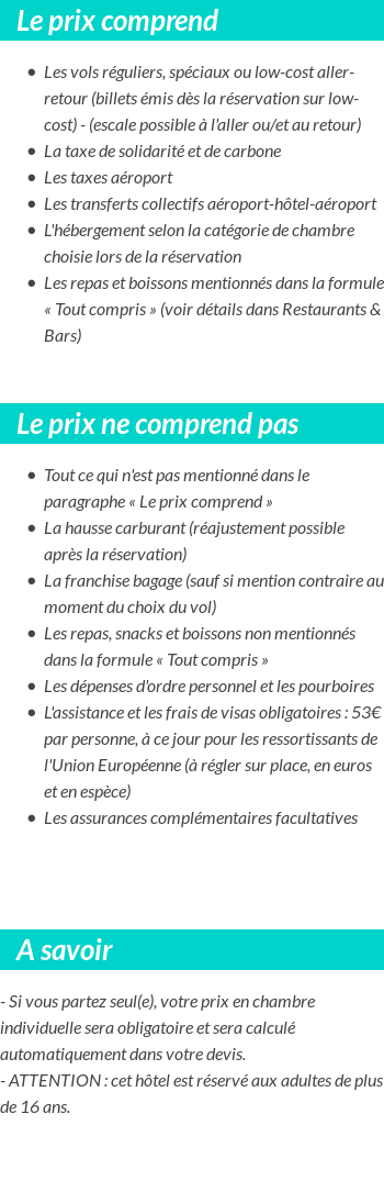 Conditions tarifaires