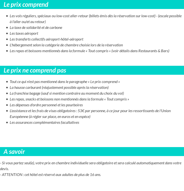 Conditions tarifaires