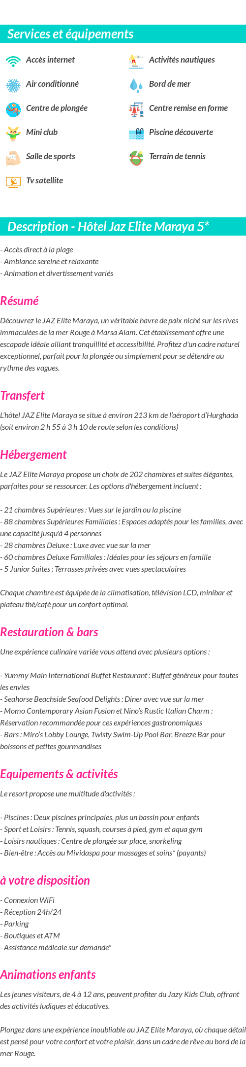 Détails du séjour