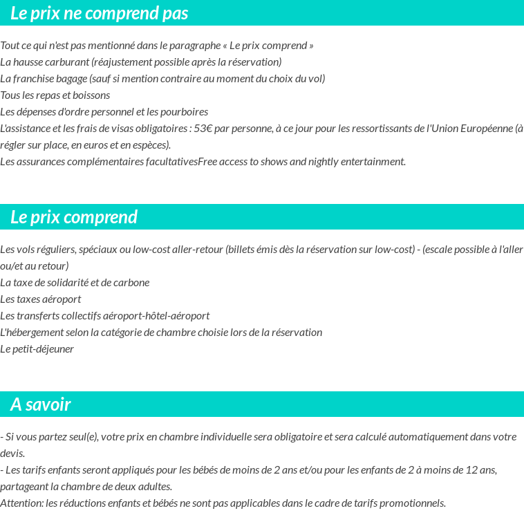 Conditions tarifaires
