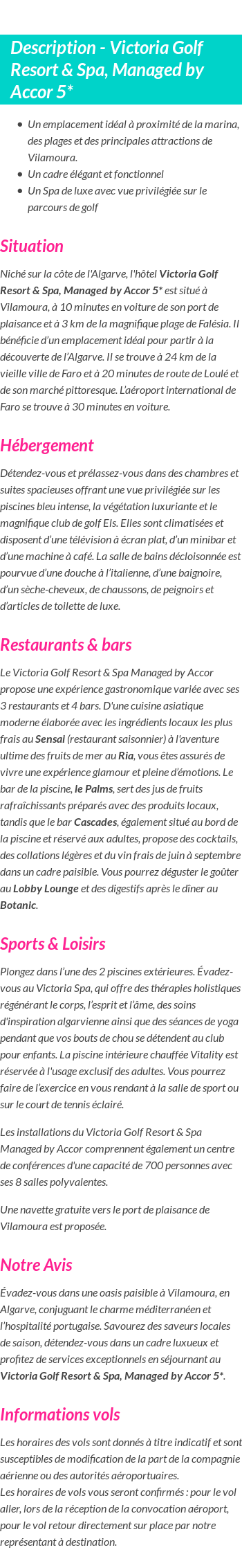 Détails du séjour