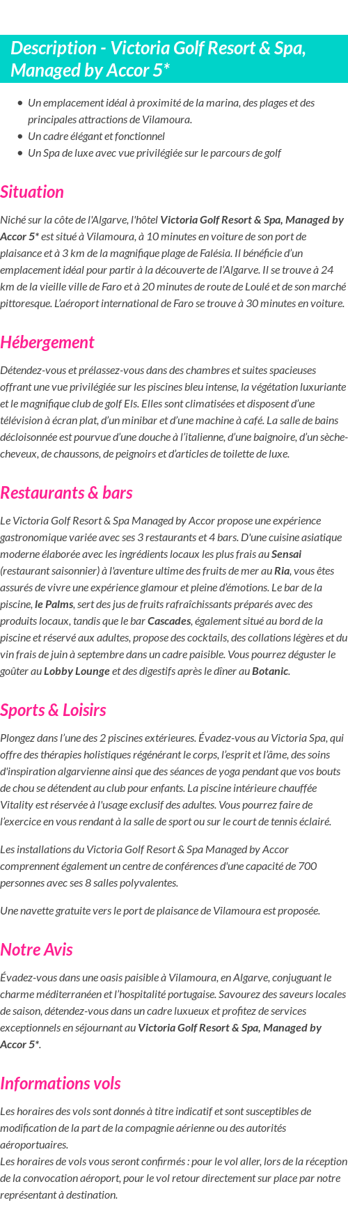 Détails du séjour