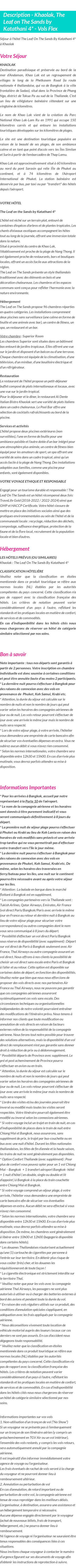 Détails du séjour