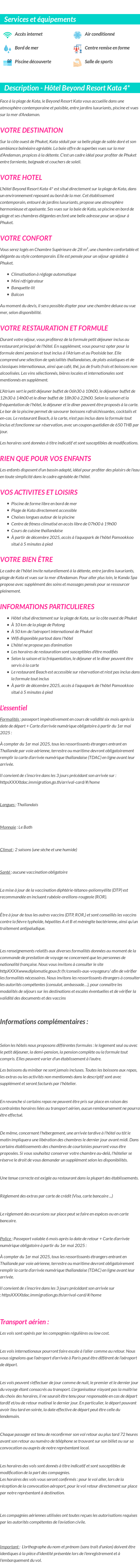 Détails du séjour