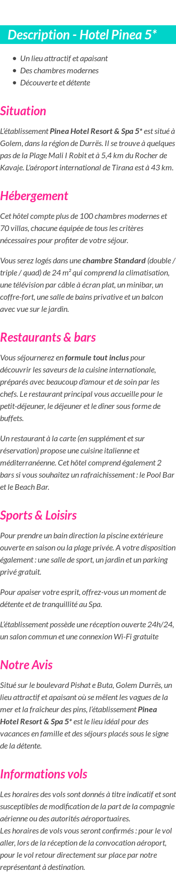 Détails du séjour