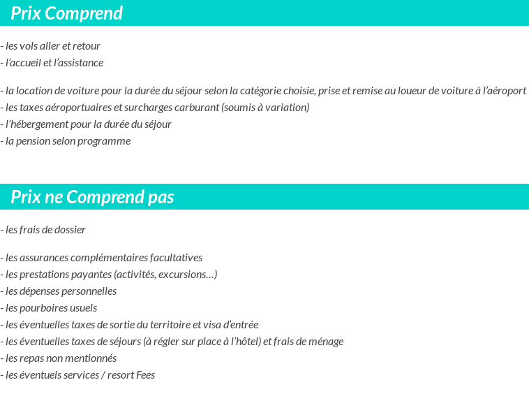 Conditions tarifaires