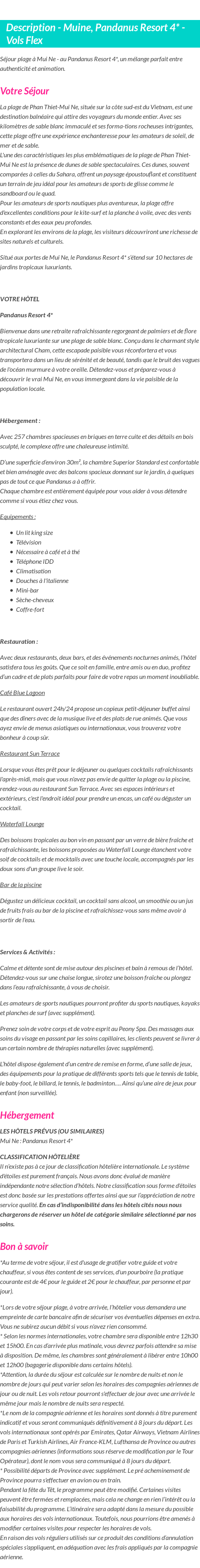 Détails du séjour