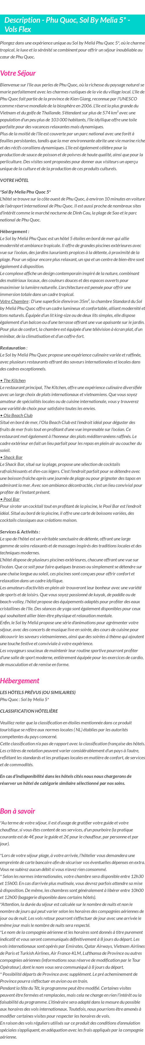Détails du séjour