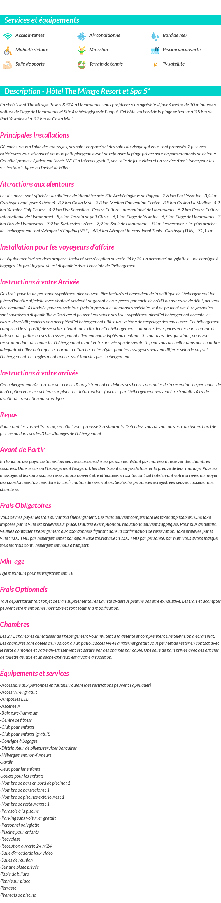 Détails du séjour