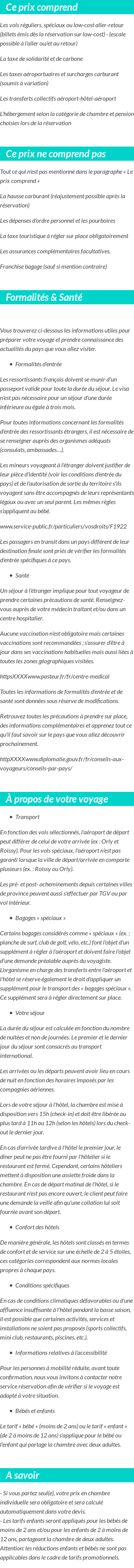 Conditions tarifaires
