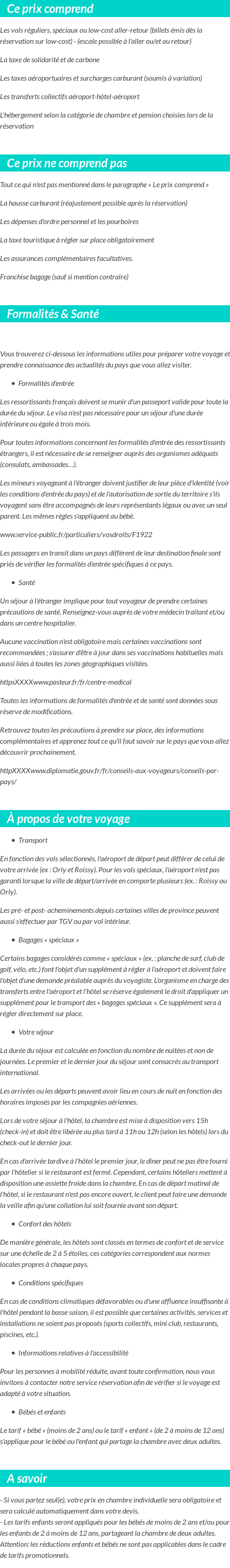 Conditions tarifaires